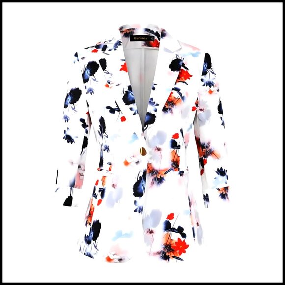 Lightweight 3/4 Sleeve Blazer Jacket for Office Work